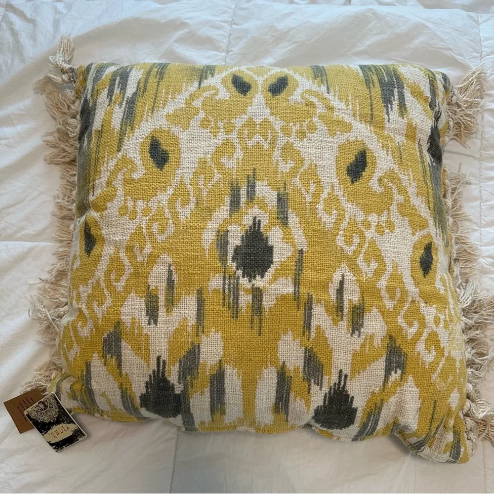 RAJ Bespoke Pottery Barn Bohemian Ikat Indian Moroccan Pillow with tassels